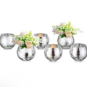 NWT 6pcs Small Silver Bling  Round Vases for Centerpieces